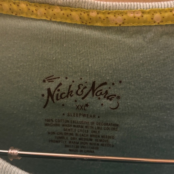 Nick & Nora Owl Pajama Set - Light Blue and Green - XXL - Picture 2 of 11